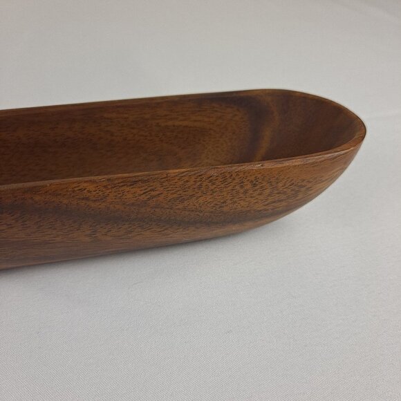 Pacific Merchants Acaciaware Olive Dish Carved Wood Minimalist Classic - Picture 3 of 6